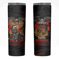 Indian Motorcycle Skinny Tumbler Live To Ride Skull Biker Native American - Wonder Print Shop
