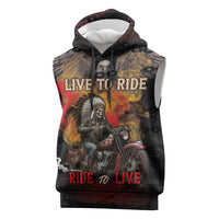 Indian Motorcycle Sleeveless Hoodie Live To Ride Skull Biker Native American - Wonder Print Shop