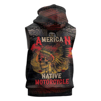 Indian Motorcycle Sleeveless Hoodie Live To Ride Skull Biker Native American - Wonder Print Shop