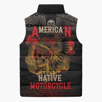 Indian Motorcycle Sleeveless Puffer Jacket Live To Ride Skull Biker Native American - Wonder Print Shop