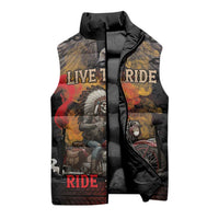Indian Motorcycle Sleeveless Puffer Jacket Live To Ride Skull Biker Native American - Wonder Print Shop