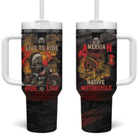 Indian Motorcycle Tumbler With Handle Live To Ride Skull Biker Native American - Wonder Print Shop