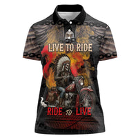 Indian Motorcycle Women Polo Shirt Live To Ride Skull Biker Native American - Wonder Print Shop