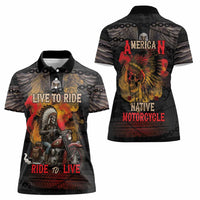 Indian Motorcycle Women Polo Shirt Live To Ride Skull Biker Native American - Wonder Print Shop