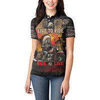 Indian Motorcycle Women Polo Shirt Live To Ride Skull Biker Native American - Wonder Print Shop