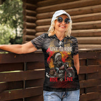 Indian Motorcycle Women Polo Shirt Live To Ride Skull Biker Native American - Wonder Print Shop