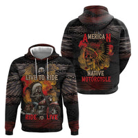 Indian Motorcycle Zip Hoodie Live To Ride Skull Biker Native American - Wonder Print Shop