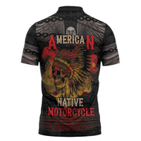 Indian Motorcycle Zipper Polo Shirt Live To Ride Skull Biker Native American - Wonder Print Shop