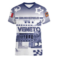 Personalized Italy Veneto Women V-Neck T-Shirt Lion Saint Mark Of Venetian Republic - Wonder Print Shop