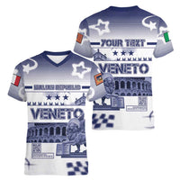 Personalized Italy Veneto Women V-Neck T-Shirt Lion Saint Mark Of Venetian Republic - Wonder Print Shop