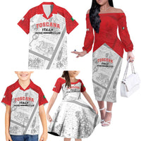 Personalized Italy Tuscany Family Matching Off The Shoulder Long Sleeve Dress and Hawaiian Shirt Toscana Wine Club - Wonder Print Shop
