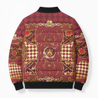 Zodiac Signs Bomber Puffer Jacket The Fire Element Baroque Hearts Card