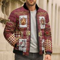 Zodiac Signs Bomber Puffer Jacket The Fire Element Baroque Hearts Card