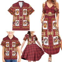 Zodiac Signs Family Matching Summer Maxi Dress and Hawaiian Shirt The Fire Element Baroque Hearts Card