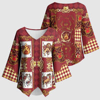 Zodiac Signs Kimono Sleeve Blouse The Fire Element Baroque Hearts Card
