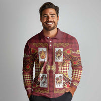 Zodiac Signs Long Sleeve Polo Shirt The Fire Element Baroque Hearts Card