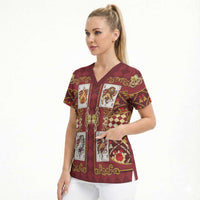 Zodiac Signs Scrub Top The Fire Element Baroque Hearts Card