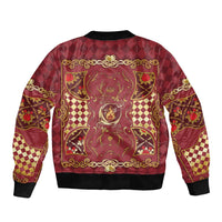 Zodiac Signs Sleeve Zip Bomber Jacket The Fire Element Baroque Hearts Card