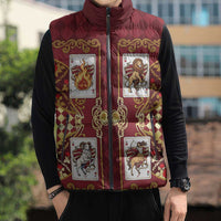 Zodiac Signs Sleeveless Puffer Jacket The Fire Element Baroque Hearts Card