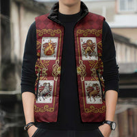 Zodiac Signs Sleeveless Puffer Jacket The Fire Element Baroque Hearts Card