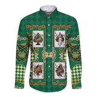 Zodiac Signs Long Sleeve Button Shirt The Earth Element Baroque Spades Card
