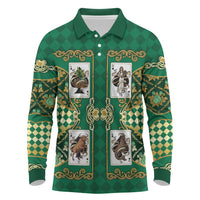 Zodiac Signs Long Sleeve Polo Shirt The Earth Element Baroque Spades Card