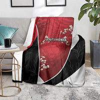 South Korea Football Blanket Tiger Mugunghwa Flower Minimal Style