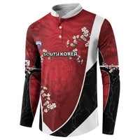 Custom South Korea Football Button Sweatshirt Tiger Mugunghwa Flower Minimal Style