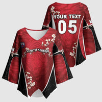 Custom South Korea Football Kimono Sleeve Blouse Tiger Mugunghwa Flower Minimal Style