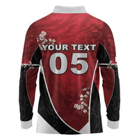 Custom South Korea Football Long Sleeve Polo Shirt Tiger Mugunghwa Flower Minimal Style