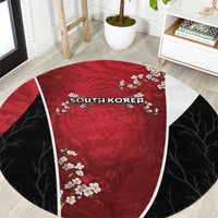South Korea Football Round Carpet Tiger Mugunghwa Flower Minimal Style