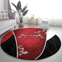 South Korea Football Round Carpet Tiger Mugunghwa Flower Minimal Style