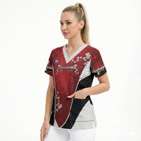 Custom South Korea Football Scrub Top Tiger Mugunghwa Flower Minimal Style
