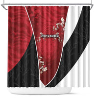 South Korea Football Shower Curtain Tiger Mugunghwa Flower Minimal Style
