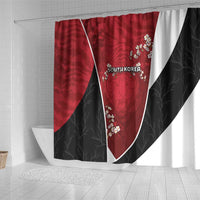 South Korea Football Shower Curtain Tiger Mugunghwa Flower Minimal Style