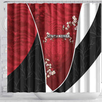 South Korea Football Shower Curtain Tiger Mugunghwa Flower Minimal Style