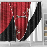 South Korea Football Shower Curtain Tiger Mugunghwa Flower Minimal Style