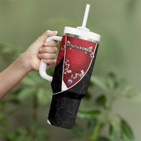 Custom South Korea Football Tumbler With Handle Tiger Mugunghwa Flower Minimal Style