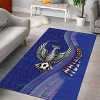 Uzbekistan Football Area Rug Modern Glitch Art Style Huma Bird