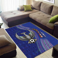 Uzbekistan Football Area Rug Modern Glitch Art Style Huma Bird