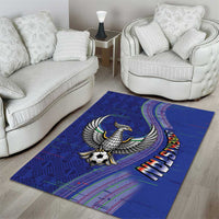 Uzbekistan Football Area Rug Modern Glitch Art Style Huma Bird