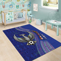 Uzbekistan Football Area Rug Modern Glitch Art Style Huma Bird