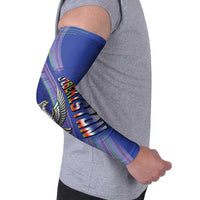 Custom Uzbekistan Football Arm Sleeves Modern Glitch Art Style Huma Bird