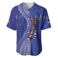 Custom Uzbekistan Football Baseball Jersey Modern Glitch Art Style Huma Bird