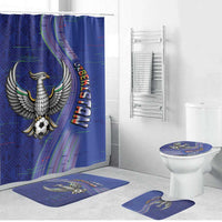 Uzbekistan Football Bathroom Set Modern Glitch Art Style Huma Bird