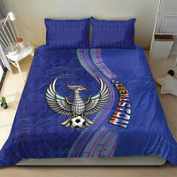 Uzbekistan Football Bedding Set Modern Glitch Art Style Huma Bird