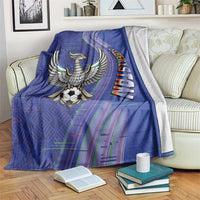 Uzbekistan Football Blanket Modern Glitch Art Style Huma Bird