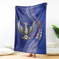 Uzbekistan Football Blanket Modern Glitch Art Style Huma Bird