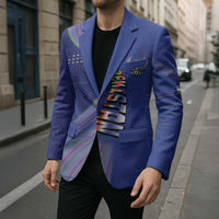 Custom Uzbekistan Football Blazer Modern Glitch Art Style Huma Bird