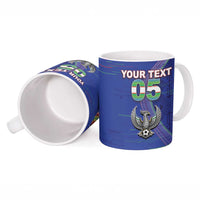 Custom Uzbekistan Football Ceramic Mug Modern Glitch Art Style Huma Bird